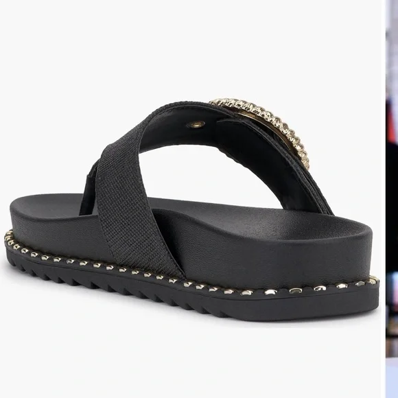 Jessica Simpson Cymmeri Stud Sandal black size 11 Gold Studs - Picture 2 of 10